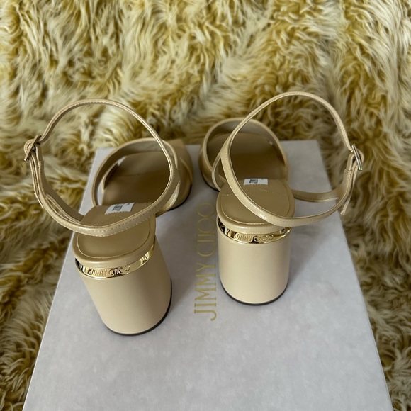 Jimmy Choo Ellison 85 desert Nappa Leather Sandals sz 38 - Picture 7 of 12